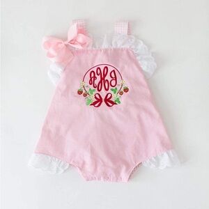 NWOT TBBC aHj Monogrammed Strawberry Sunsuit - 3T